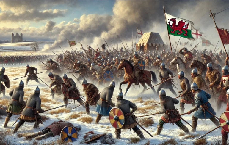 AI generated image of Battle of Maes Moydog