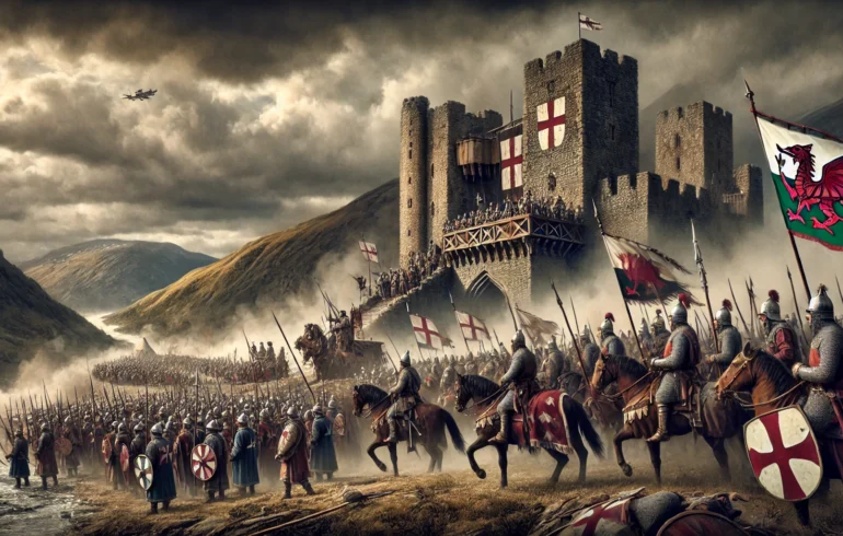 AI generated image of the Conquest of Wales by Edward I